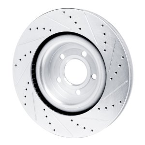 Ford Explorer Brake Rotor (1) - Front Left - R1 Concepts - Drilled & Slotted - Silver - `20-`25